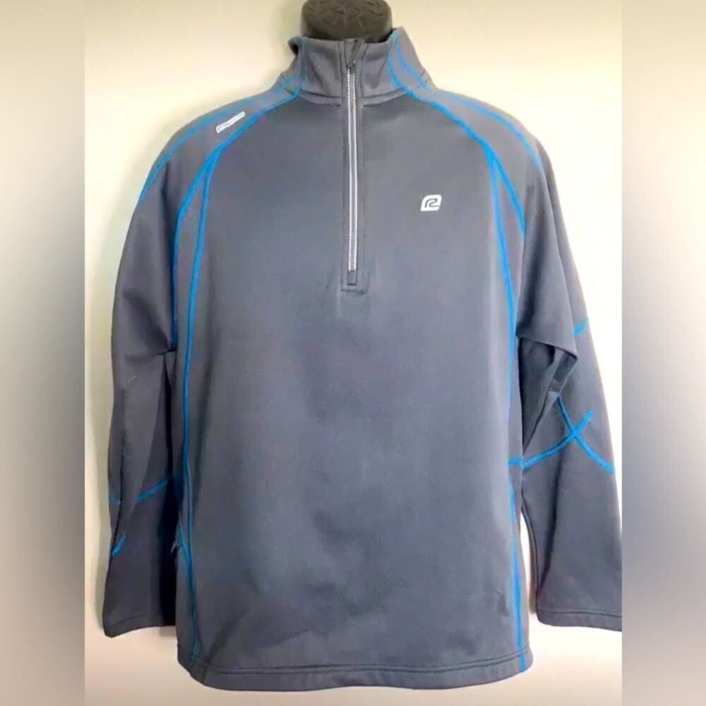 Road Runner Pro Velocity half zip pullover M  Gray with Turquoise Stitching